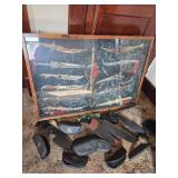 Knife collection in case with sheaths