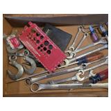 Craftsman & other wrenches, screwdrivers, hooks,
