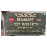 Remington 257 roberts antique box, some contents