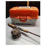 > Plano fishing Tackle box & rod and reel