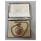 Annex Pocket Watch with Chain, Man Fishing Scene