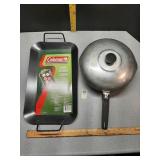 10 1/4"ï¿½16 1/2 griddle & Wagner Ware pan with lid