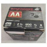 25 rds Winchester 28 ga shotgun shells ammo