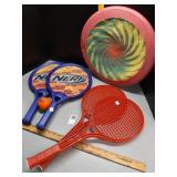 XXL Frisbee, 2 Nerf rackets ,Ball & 2 plastic