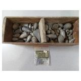 Lead Fishing Weights in Wood cheese Box
