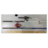 3 Fishing Reels & poles - see desc. & pics