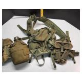 Military suspenders, bag , canteen & ammo pouches