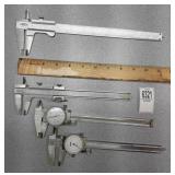 4 calipers: Mitutoyo, Central Tool, Midway & NSK