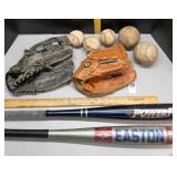 Baseball bats, gloves & balls