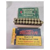 Western and remington 30-06 antique boxes, one