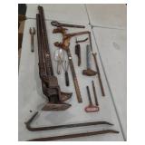 Jack, wire stretcher, hammer ,wrench and other