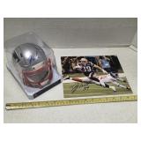 Autographed Patriots mini helmet & picture