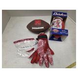 Husker footballs & gloves
