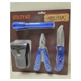 New utility set - flashlight, multi-tool, knife