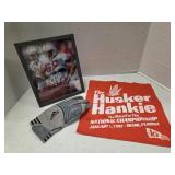 Autographed picture, Husker Hankie & glove