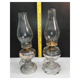 2 glass oil lamps
