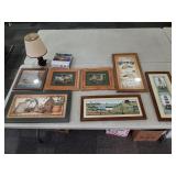 Framed decor, puzzle, lamp +--- see all photos