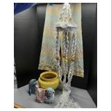 Macrame plant hanger, pot, bloomers +