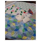 Children's bedding, rabbit fur hat & muff +