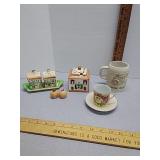 Salt & Pepper Shakers,  cup, Dish & Pioneer
