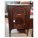 > Console radio record storage cabinet