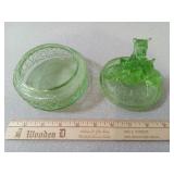 Uranium Glass Powder Jar with Lid, Scottie Dog