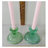 2 Uranium Glass Candle sticks Holders with
