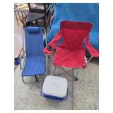 > Chairs and cooler