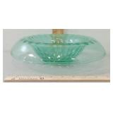 Vintage Uranium Glass Bowl, Diamond Quilted