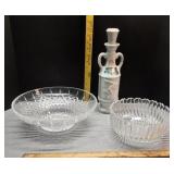 Glass serving bowls & J Beam decanter