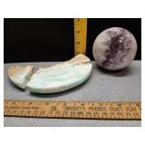* Amethyst geode sphere, Calcite crescent