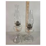 2 glass oil lamps