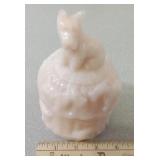 Scottie Dog Powder Jar in Pink Slag Glass