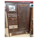 > Wood wardrobe cabinet with mirror