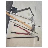 Tools, axe, bolt cutters+