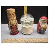 Santa Claus Nesting dolls, musical snow globe