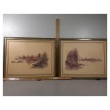 Framed watercolor wall decor