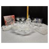 Crystal trays, champagne glasses, candleholders +