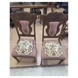 > 2 Upholstered carved chairs