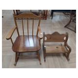 > children's wood rocker chair & bench (2)