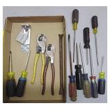 Wire cutters, screwdrivers