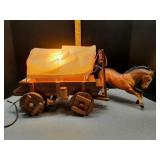 Conestoga covered wagon lamp with horse