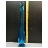 Stretch glass blue swung vase