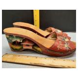 Filipino bakya wooden sandals. Carved bases,