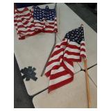 American flags fabric (2) metal/wood poles