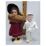 Porcelain Bisque girl & boy dolls
