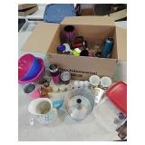 Kitchen items - Tupperware, aluminum tumblers