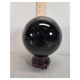 Aprox 6' black crystal ball with stand