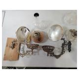 2- Cast Iron Wall Mounted Swing Arm Oil Lamp