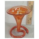 Vintage Orange glass Snake Vase